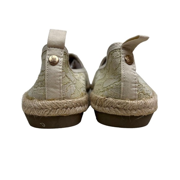 London Fog LALA Espadrilles Shoes Cream Lace Pattern Slip On Cushioned Women 9M‎ - Picture 2 of 7